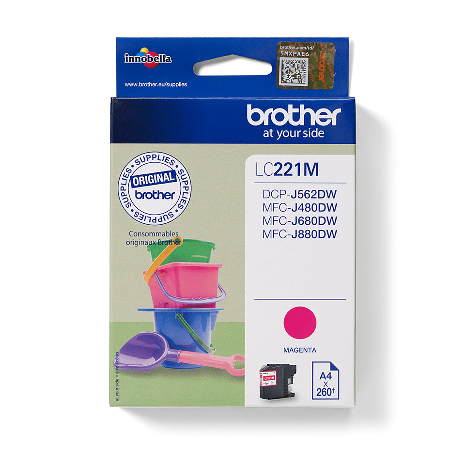 Brother LC221M - Magenta - Original - Ink Cartridge - for Brother DCP-J562DW, MFC-J480DW, MFC-J680DW, MFC-J880DW