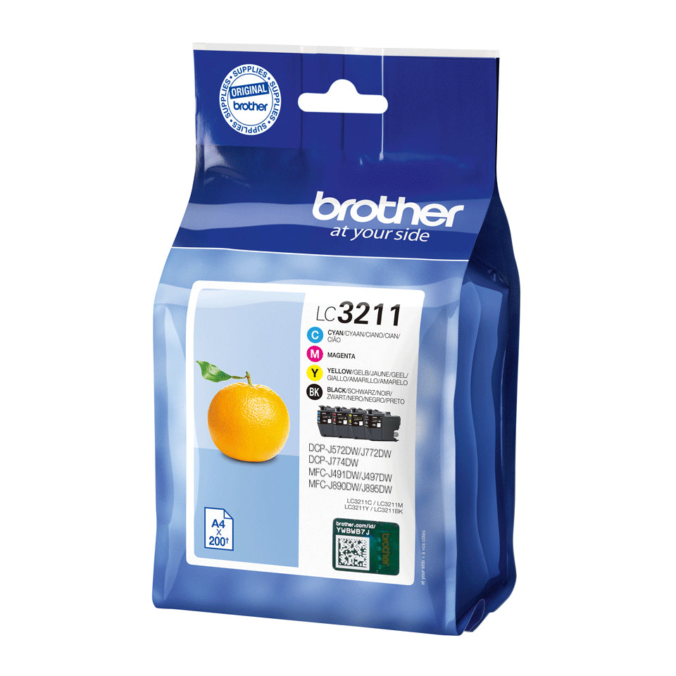 Brother LC3211 Value Pack - Pack of 4 - Black, Yellow, Cyan, Magenta - Original - Ink Cartridge - for Brother DCP-J572, DCP-J772, DCP-J774, MFC-J890, MFC-J895