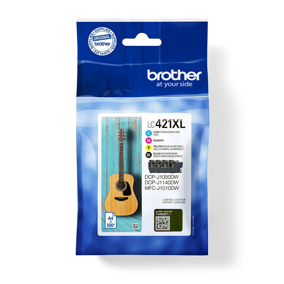 Brother LC421XL - Pack of 4 - XL - Black, Yellow, Cyan, Magenta - Original - Ink Cartridge - for Brother DCP-J1140DW, MFC-J1010DW, MFC-J1012DW