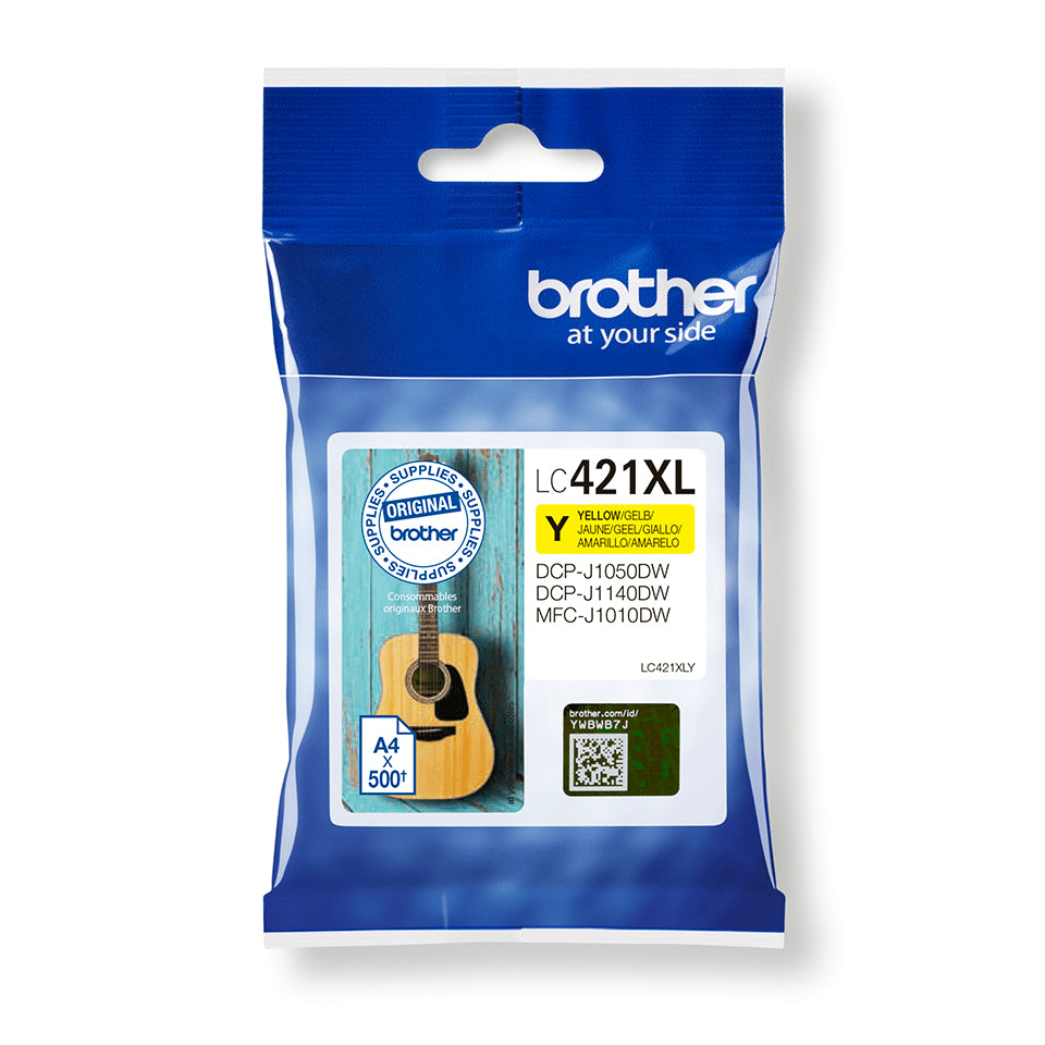 Brother LC421XLY - High Yield - yellow - original - ink cartridge - for Brother DCP-J1140DW, MFC-J1010DW, MFC-J1012DW