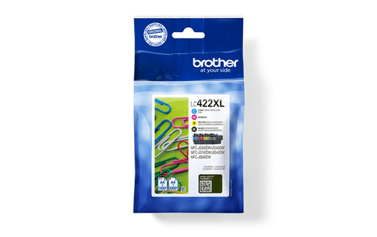 Brother LC422XL Multipack - Pack of 4 - High Yield - black, yellow, cyan, magenta - original - ink cartridge - for Brother MFC-J5345DW