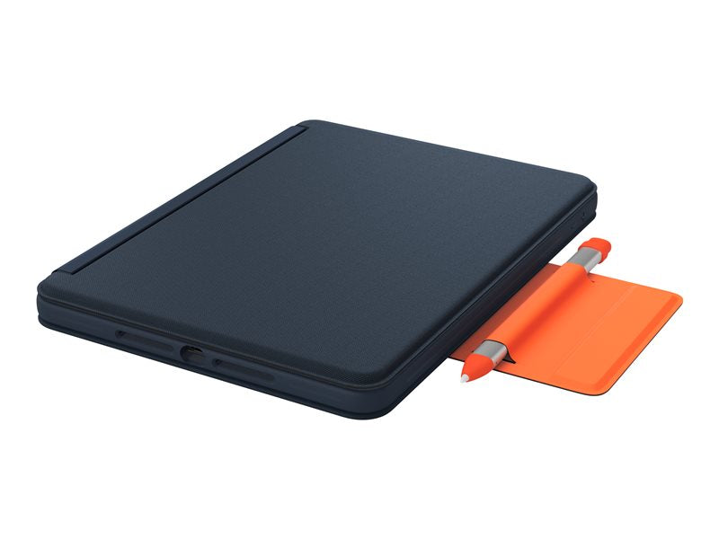 Logitech Rugged Combo 3 Touch for Education - Teclado e pasta de folio - com trackpad - Apple Smart connector - QWERTY - Pan-Nórdico - azul clássico - académico - para Apple 10.2-inch iPad (7ª geração, 8ª geração)