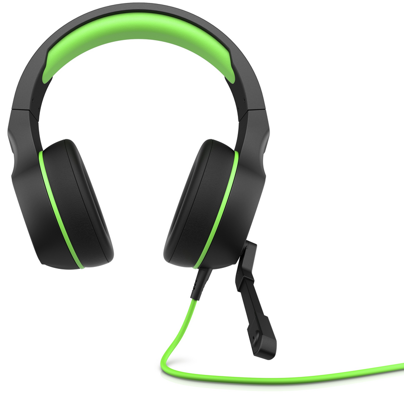 HP Pavilion Gaming 400 - Auscultadores - tamanho completo - com cabo - macaco de 3,5 mm - verde ácido - para OMEN by HP Laptop 16, Victus 15L by HP, Victus by HP Laptop 16, Laptop 15, 17