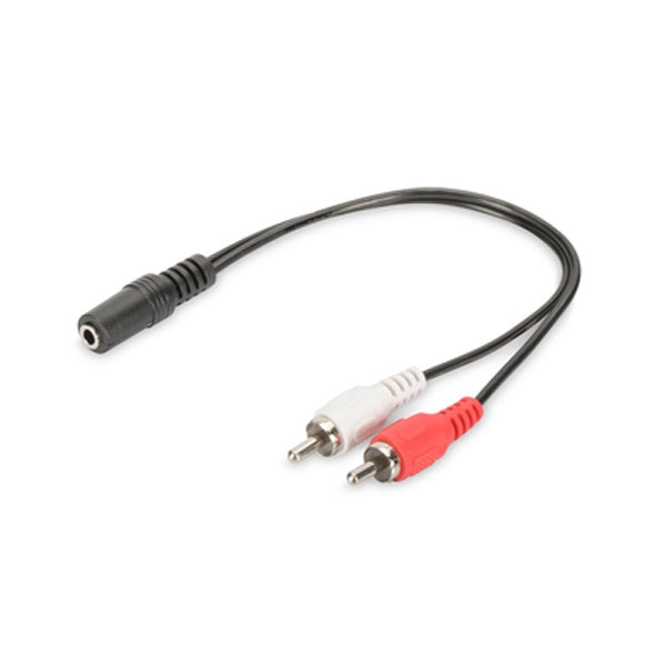 DIGITUS CABO AUDIO STEREO 3.5MM ADAPTADOR F/M/M 0.2MT PRETO