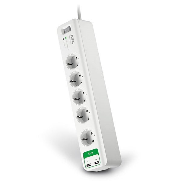 DISPARADOR DE SOBRETENSIONES ESSENTIAL DE APC 5 TOMAS CON 5V 230V 2 PUERTOS USB ALEMANIA#PROMO #BLAC