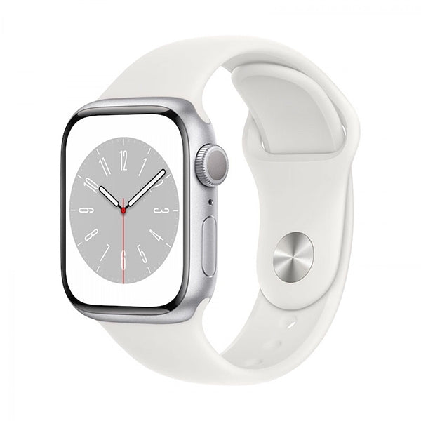 APPLE WATCH SERIES 8 GPS 45MM SILVER ALUMINUM CASE WITH WHITE SPORT BAND REGULA