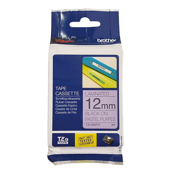 BROTHER TAPE 12MM PURPLE/MAT PASTEL LAMINATED