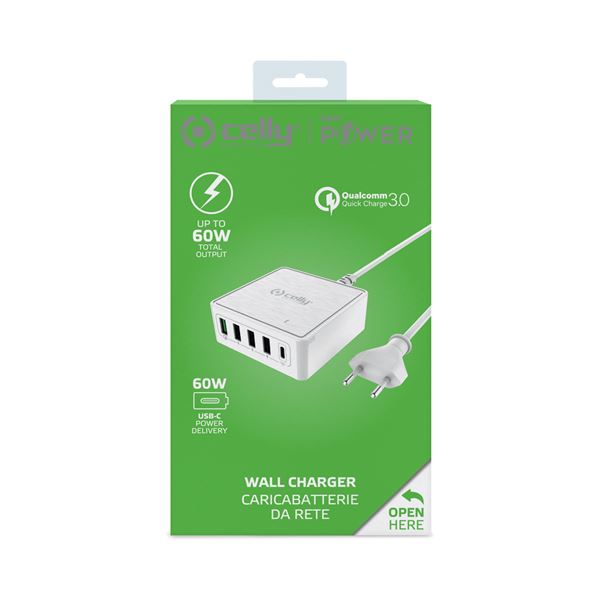 CARGADOR RED 4USB+1USB TYPE C WH