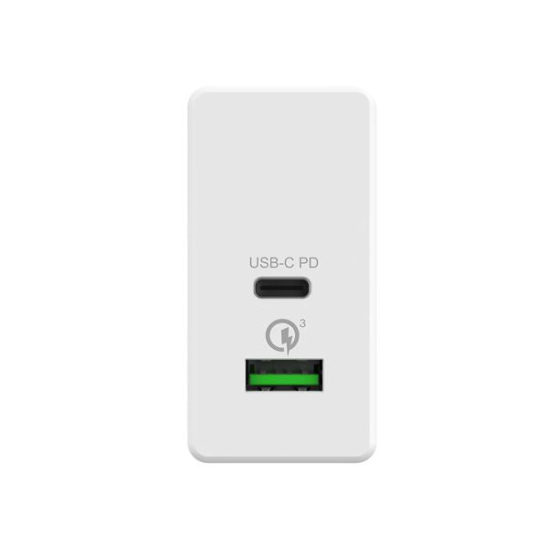 CARGADOR ROJO USB+TIPO C 45W BLANCO
