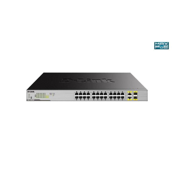 D-LINK SWITCH GIGABIT 24x10/100/1000 + 2xCOMBO 370W (MAX 30W PER PORT) POE+