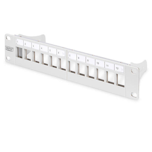DIGITUS MODULAR PATCH PANEL SHIELDED 12-PORT BLANK 10 RACK MOUNT RAL 7035