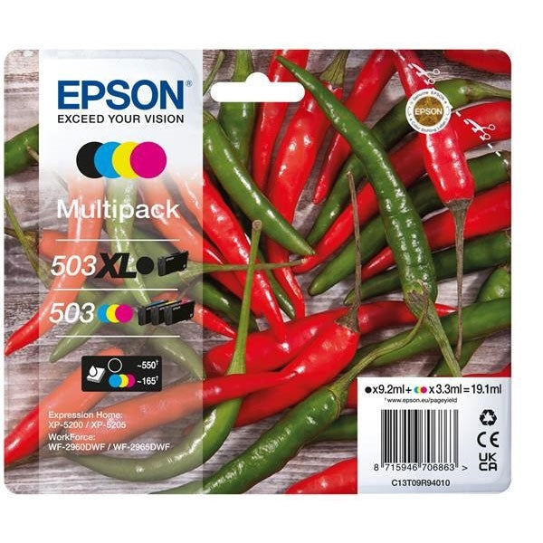 EPSON TINTEIRO PACK 4 CORES PRETO STD 503XL XP5200/05/WF2960/65