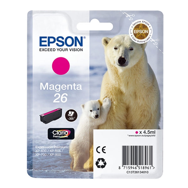 EPSON MAGENTA INK 26XL HIGH CAP WITH ALARM XP-800/700/600/605/820/720/620/625