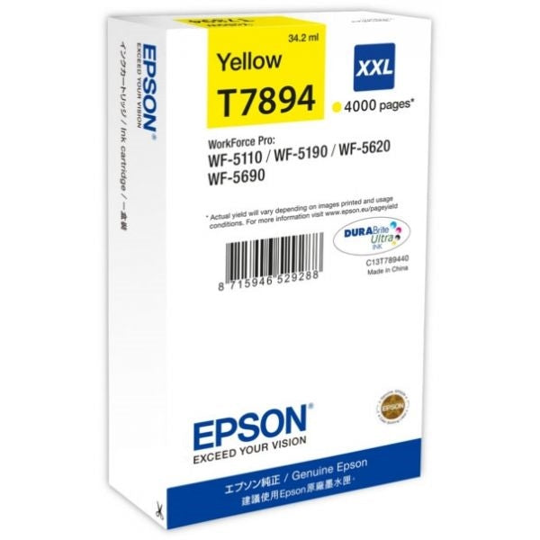 EPSON YELLOW INK CARTRIDGE XXL WF-5620DWF/5110DW/5690DWF/5190DW