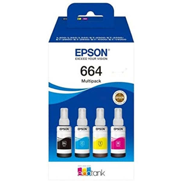 EPSON TINTEIRO PACK 4 CORES 664 ET-14000/L555/L355/4500/2600/50/2500/50