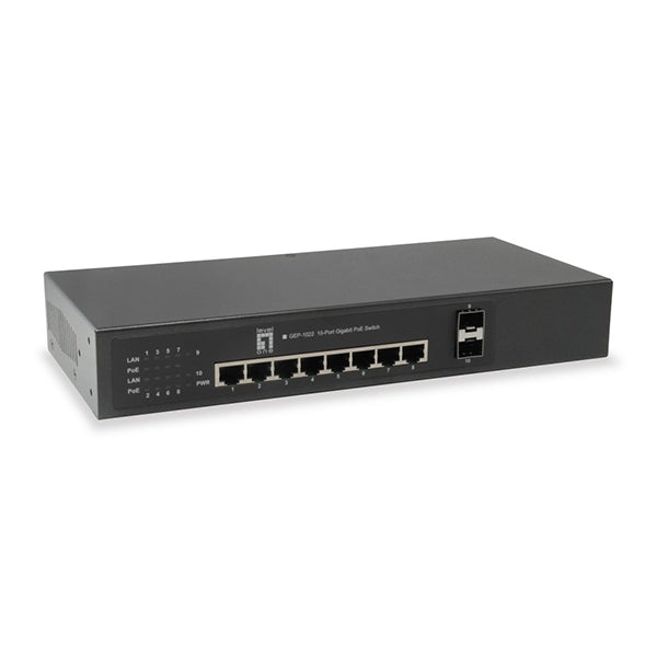 LEVELONE SWITCH 8x10/100/1000 L2 MANAGED+2xSFP POE-PLUS MAX 120W