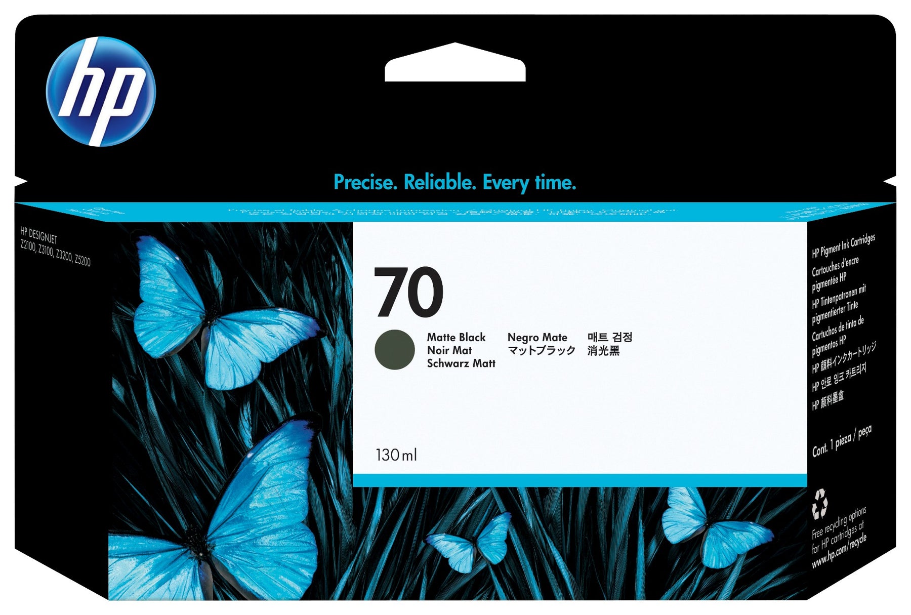 HP 70 - 130 ml - preto opaco - original - DesignJet - tinteiro - para DesignJet HD Pro MFP, SD Pro MFP, Z2100, Z3100, Z3100ps, Z3200, Z3200ps, Z5200, Z5400