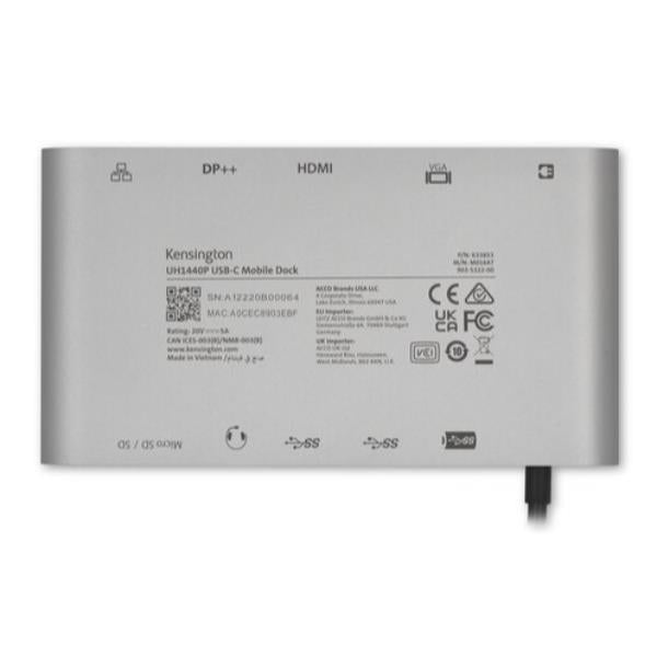 Kensington UH1440P - Estación de acoplamiento - USB-C 3.2 Gen 1 / Thunderbolt 3 / Thunderbolt 4 - VGA, HDMI, DP - GigE