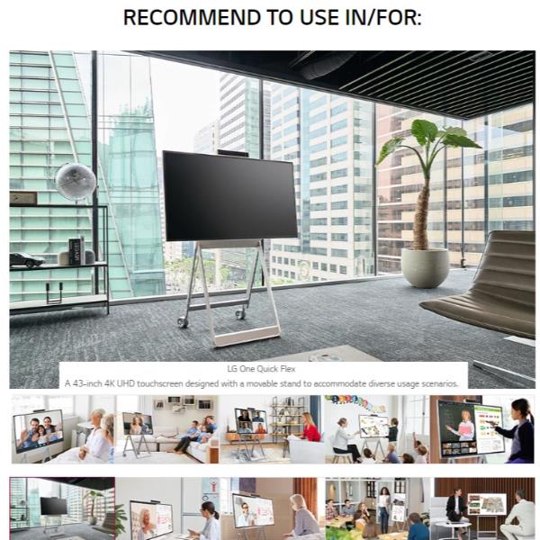 LG MONITOR PROFESSIONAL 43 UHD 4K 350CD MULTI TOUCH 10 POINTS WEBCAM 43HT3WJ
