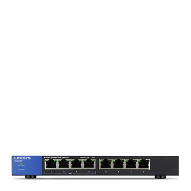 Linksys Business LGS108P - Switch - no management - 4 x 10/100/1000 (PoE+) + 4 x 10/100/1000 - desktop, wall mountable - PoE+ (50 W) - AC 100/230 V