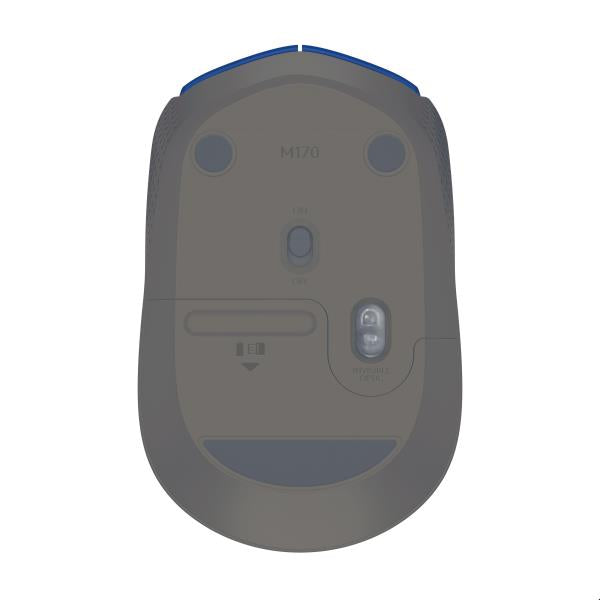 Logitech M171 - Mouse - right- and left-handed - wireless - 2.4 GHz - USB wireless receiver - black, blue