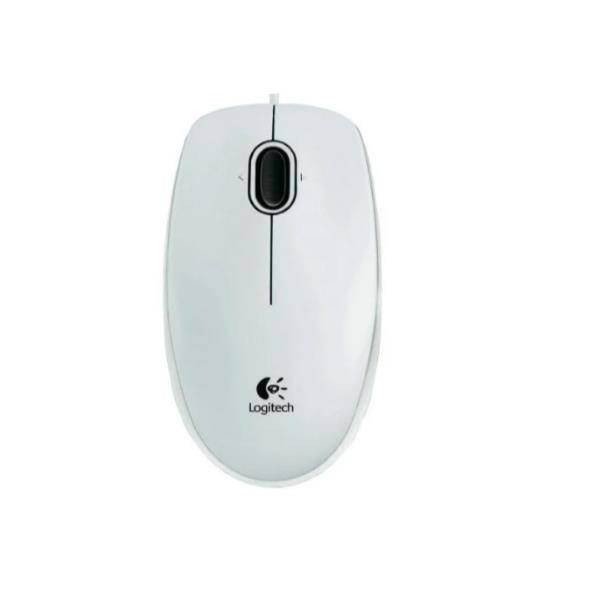 Logitech B100 - Rato - destros e canhotos - óptico - 3 botões - com cabo - USB - branco