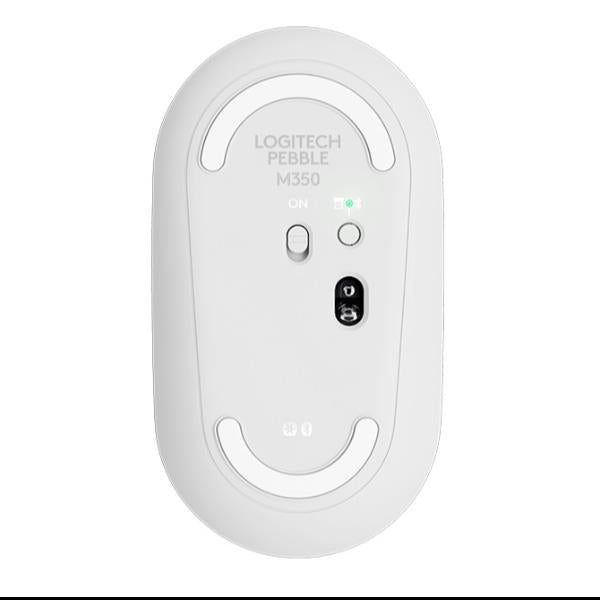 Logitech Pebble M350 - Mouse - optical - 3 buttons - wireless - Bluetooth, 2.4 GHz - USB wireless receiver - off-white