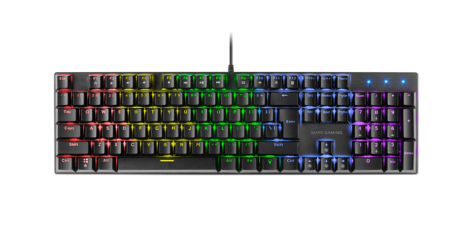 Teclado MARS GAMING MK422 MECHANICAL KEYBOARD, ANTI-DUST BLUE, FRGB, BLACK, PORTUGUESE (MK422BPT)