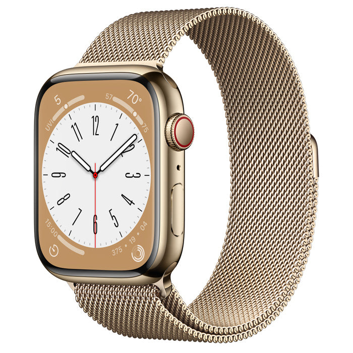 APPLE WATCH SERIES 8 GPS+CELLULAR 45MM GOLD STAINLESS STEEL CASE WITH GOLD MILAN