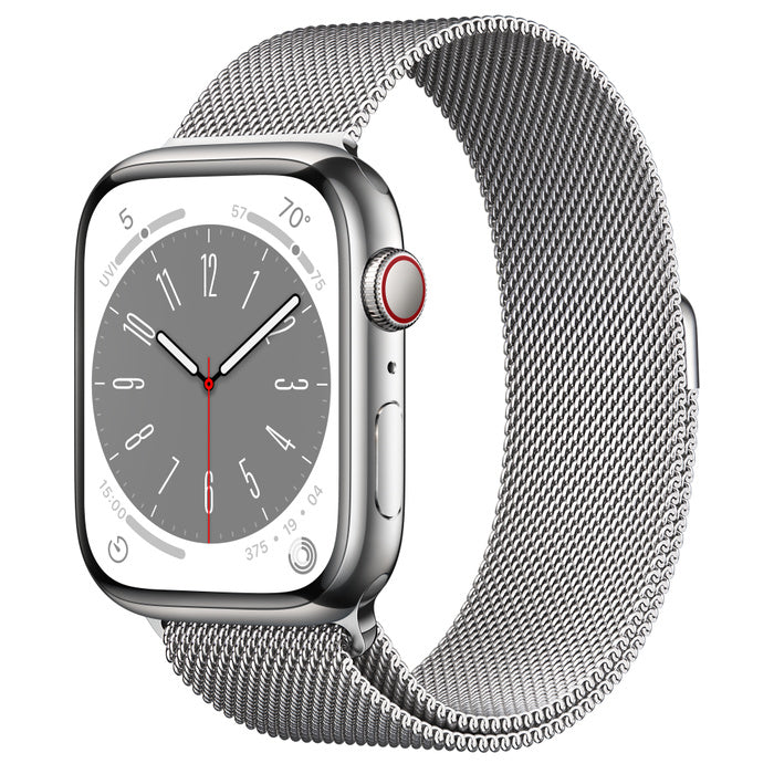 APPLE WATCH SERIES 8 GPS+CELLULAR 45MM SILVER STAINLESS STEEL CASE WITH SILVER M