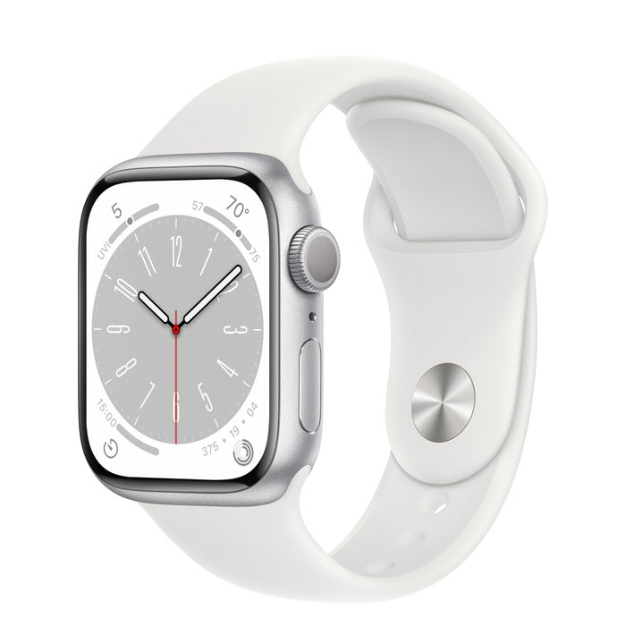 APPLE WATCH SERIES 8 GPS 41MM SILVER ALUMINUM CASE WITH WHITE SPORT BAND REGULA