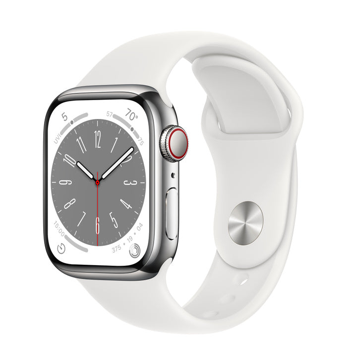 APPLE WATCH SERIES 8 GPS+CELLULAR 41MM SILVER STAINLESS STEEL CASE WITH WHITE SP
