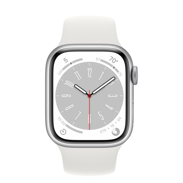 APPLE WATCH SERIES 8 GPS 41MM SILVER ALUMINUM CASE WITH WHITE SPORT BAND REGULA
