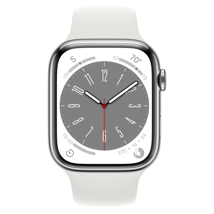 APPLE WATCH SERIES 8 GPS+CELLULAR 45MM SILVER STAINLESS STEEL CASE WITH WHITE SP