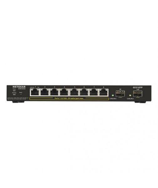 NETGEAR Smart GS310TP - Switch - smart - 8 x 10/100/1000 (PoE+) + 2 x SFP - desktop - PoE+ (55 W)