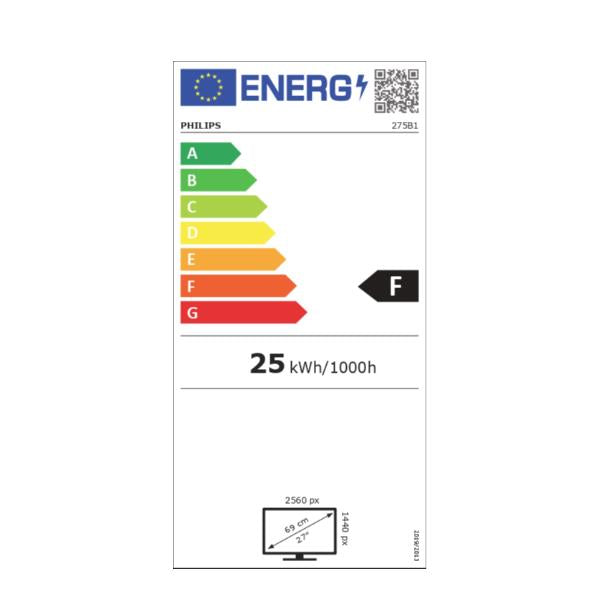 Philips B Line 275B1 - LED monitor - 27" - 2560 x 1440 QHD @ 75 Hz - IPS - 300 cd/m² - 1000:1 - 4ms - HDMI, DVI-D, DisplayPort - speakers - black texture - for exone go Business 1570 II, go Expert 1775, go Workstation 1575