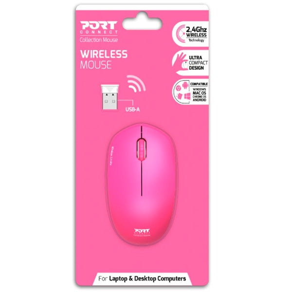 PORT MOUSE WIRELESS COLLECTION 1600DPI FUSCHIA
