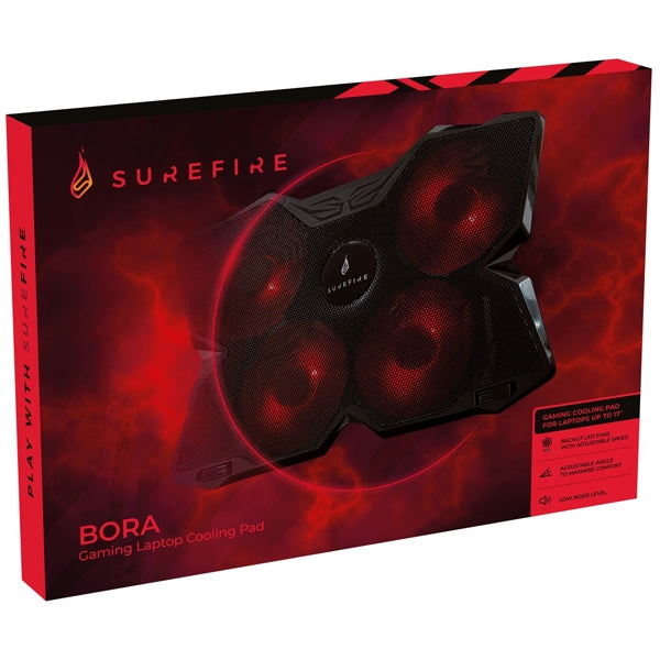 SUREFIRE GAMING BASE P/ PORTATIL ATÉ 17 BORA RED LEDS 4xFANS