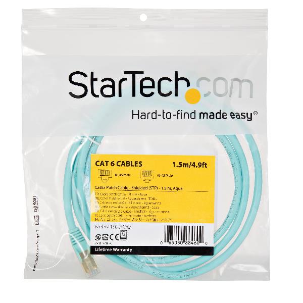 CABLE 1 5M RED RJ45 CAT6A AQUA