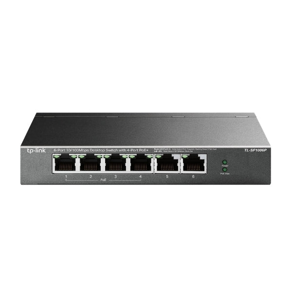 INTERRUPTOR TP-LINK DE ESCRITORIO DE 6 PUERTOS 10/100 MBPS CON POE+ DE 4 PUERTOS