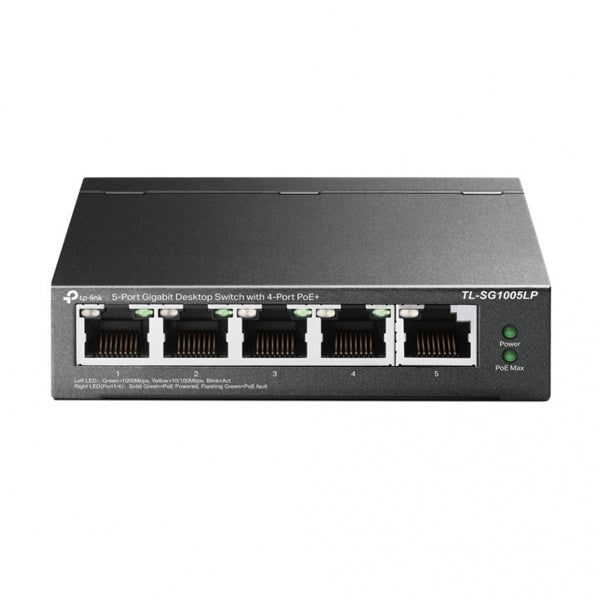 INTERRUPTOR TP-LINK DE ESCRITORIO GIGABIT DE 5 PUERTOS CON POE+ DE 4 PUERTOS
