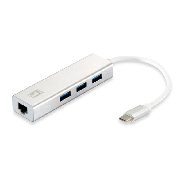 ADAPTADOR LEVELONE USB-C 1xGIGABIT RJ45+ HUB 3xUSB