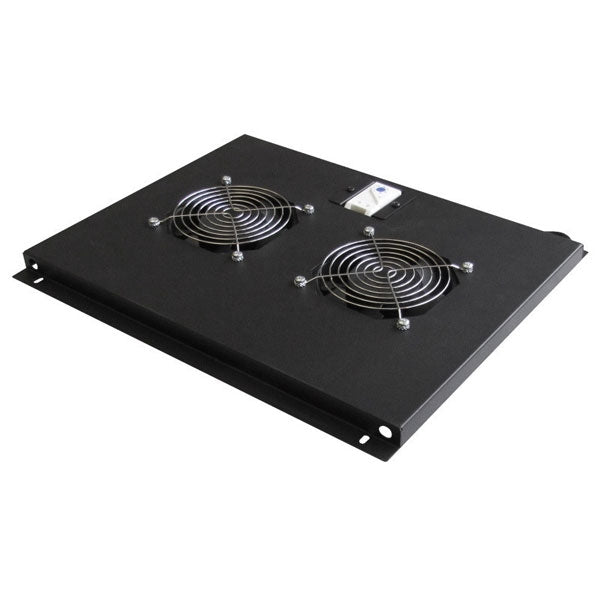 WP RACK COOLING FAN TRAY FOR RNA SERIES 600MM 2xFANS &THERMOSTAT BLACK RAL 9005
