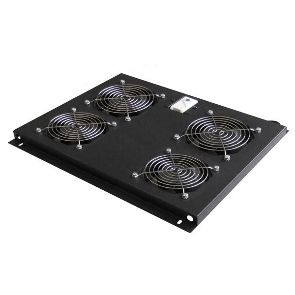 WP RACK COOLING FAN TRAY FOR RNA SERIES 800MM 4xFANS & THERMOSTAT BLACK RAL 9005