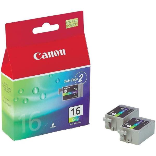 Canon BCI-16 - Pack de 2 - amarillo, cian, magenta - original - depósito de tinta - para i90, PIXMA iP90, iP90v, mini220, Canon SELPHY CP500, DS700, DS810