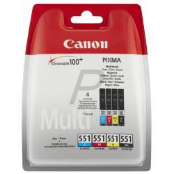 Canon CLI-551 C/M/Y/BK Multipack - Pack de 4 - preto, amarelo, azul cyan, magenta - original - tanque de tinta - para PIXMA iP8750, iX6850, MG5550, MG5650, MG5655, MG6450, MG6650, MG7150, MG7550, MX725, MX925