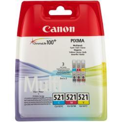 Canon CLI-521 C/M/Y Multi pack - Pack of 3 - yellow, cyan, magenta - original - ink tank - for PIXMA iP3600, iP4700, MP540, MP550, MP560, MP620, MP630, MP640, MP980, MP990 , MX860, MX870