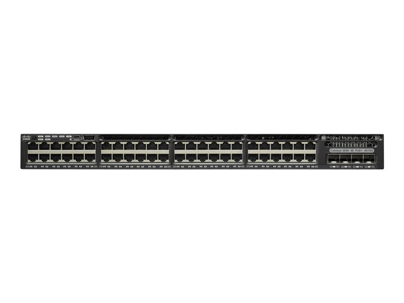 Cisco Catalyst 3650-48PS-S - Switch - L3 - Admin - 48 x 10/100/1000 (PoE+) + 4 x SFP - escritorio, montaje en riel - PoE+ (390 W) (WS-C3650-48PS-S)