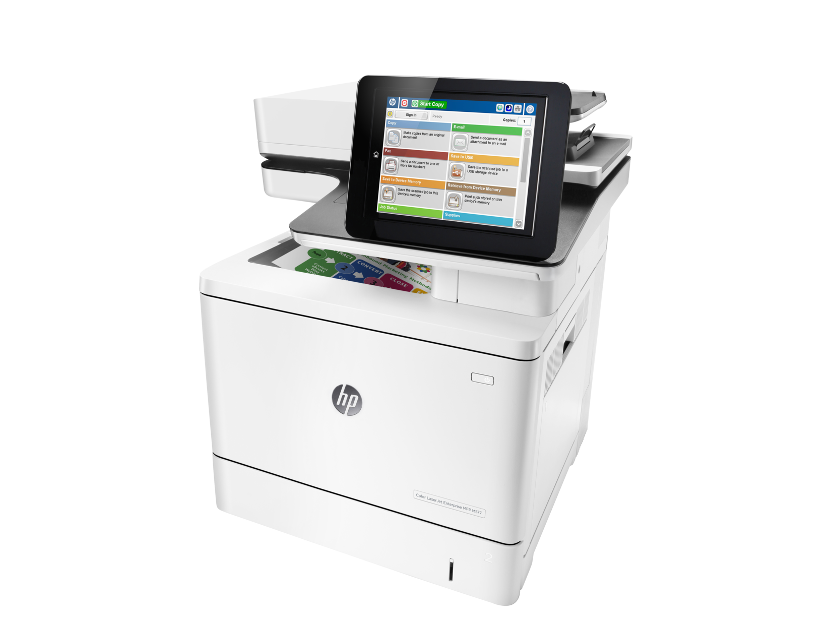 HP Color LaserJet Enterprise MFP M577dn - Impressora multi-funções - a cores - laser - Legal (216 x 356 mm) (original) - A4/Legal (media) - até 38 ppm (cópia) - até 38 ppm (impressão) - 650 folhas - USB 2.0, Gigabit LAN, USB 2.0 host
