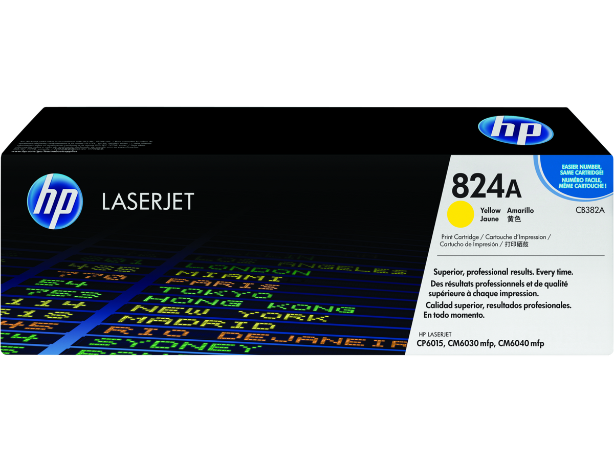 HP 824A - Yellow - Genuine - LaserJet - Toner Cartridge (CB382A) - for Color LaserJet CM6030, CM6040, CP6015